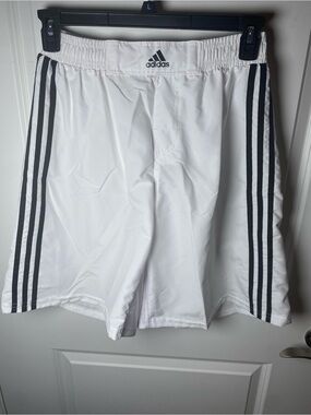 NWOT adidas White Athletic Shorts with Black 3-Stripe Detail